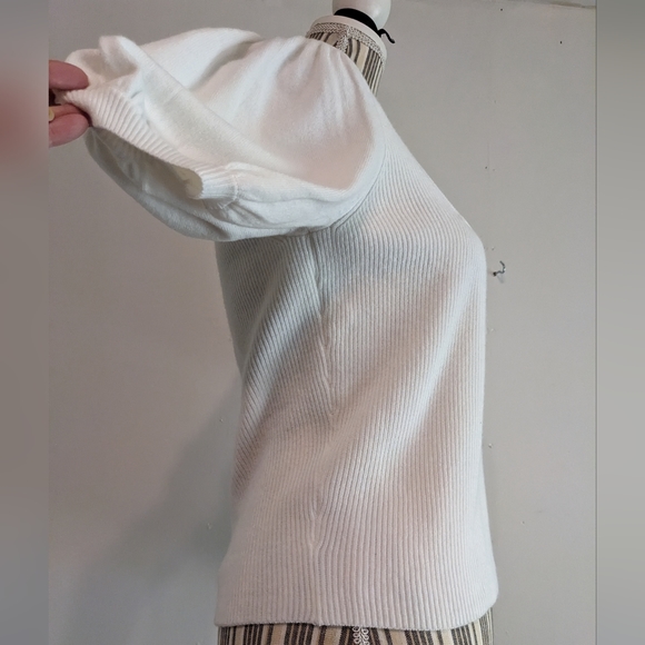 French connection white  sweater poof sleeve square neck nwt - Picture 7 of 16